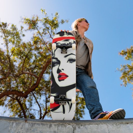 Rijden de Artistic Vibe: Leuke Pop Art Girl Persoonlijk Skateboard (Buiten 1)