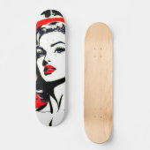 Rijden de Artistic Vibe: Leuke Pop Art Girl Persoonlijk Skateboard (Voorkant)