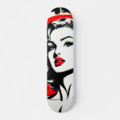 Rijden de Artistic Vibe: Leuke Pop Art Girl Persoonlijk Skateboard (Voorkant)