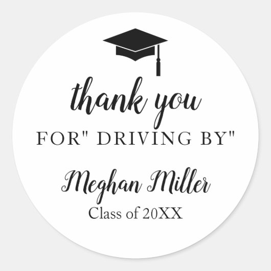 Rijden door afstuderen dank u ronde sticker (Voorkant)
