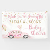 Rijden door auto meisje Baby shower dank u roze Spandoek (Horizontaal)