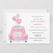 Rijden door baby meisje douche kaart (Voorkant)