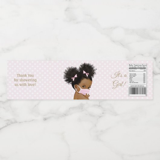 Rijden door Baby shower Afro-Amerikaanse Baby Mask Waterfles Etiket (Enkel label)