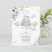 Rijden door Baby shower Blue Rozen olifantenpompoe Kaart (Staand voorkant)