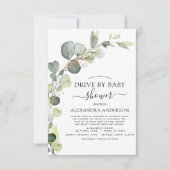 Rijden door Baby shower Greenery Eucalyptus Kaart (Voorkant)