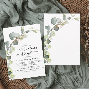 Rijden door Baby shower Greenery Eucalyptus Kaart