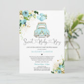 Rijden door Baby shower Invitation Mint Bloemendou Kaart (Staand voorkant)