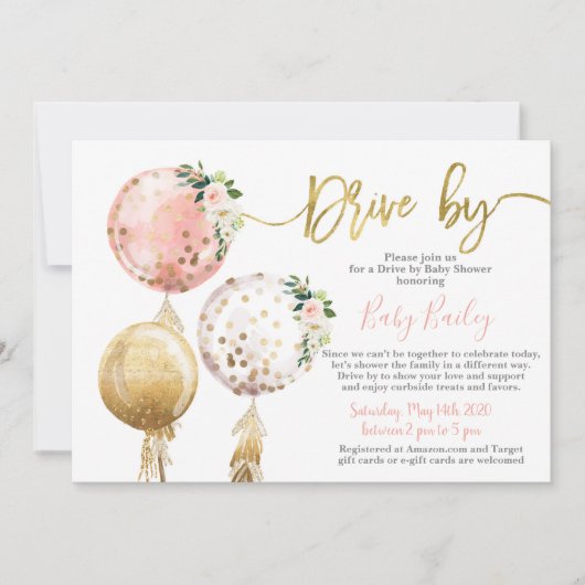 Rijden door Baby shower meisje Kaart (Voorkant)