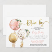 Rijden door Baby shower meisje Kaart (Voorkant / Achterkant)