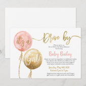 Rijden door Baby shower meisje Kaart (Voorkant / Achterkant)