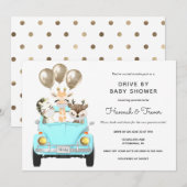 Rijden door Baby shower Parade Blue Car Kaart (Voorkant / Achterkant)