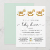 Rijden door Baby shower | retroschommelpaard Kaart (Voorkant / Achterkant)