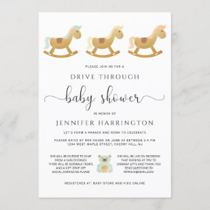 Rijden door Baby shower retroschommelpaard Kaart