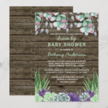 Rijden door Baby shower rustieke vetplanten