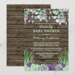 Rijden door Baby shower rustieke vetplanten Kaart