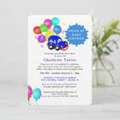 Rijden door Baby shower Schattigee auto Blue Baby  Kaart (Staand voorkant)