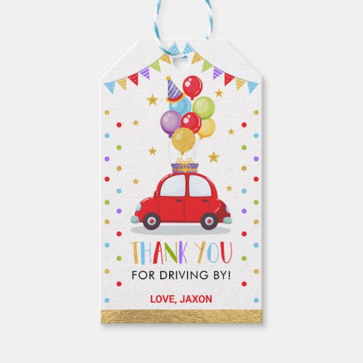 Rijden door Baby shower Verjaardagsquarantaine Dan Cadeaulabel (Voorkant)