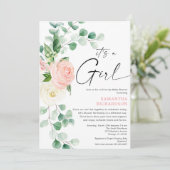 Rijden door baby shower voorjaar bloemenroze groen kaart (Staand voorkant)