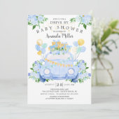 Rijden door Boys Baby shower Invitation Kaart (Staand voorkant)