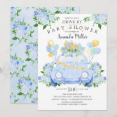 Rijden door Boys Baby shower Invitation Kaart (Voorkant / Achterkant)
