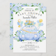 Rijden door Boys Baby shower Invitation
