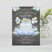 Rijden door Boys Baby shower Invitation Kaart (Staand voorkant)