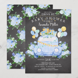 Rijden door Boys Baby shower Invitation Kaart