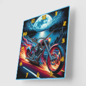 Rijden door de nacht met passie en vrijheid vierkante klok (Hoek)