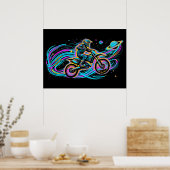 Rijden door de ruimte - Motorcross Rider Poster (Keuken)