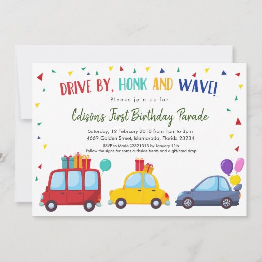 Rijden door de verjaardagsparade van Kind Kaart (Voorkant)