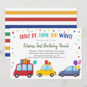 Rijden door de verjaardagsparade van Kind Kaart (Voorkant / Achterkant)