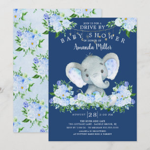 Rijden door Elephant Boys Baby shower Invitation Kaart