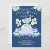 Rijden door Elephant Boys Baby shower Invitation Kaart (Voorkant)