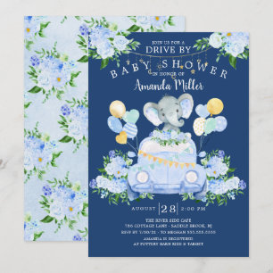 Rijden door Elephant Boys Baby shower Invitation Kaart
