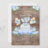 Rijden door Elephant Boys Baby shower Invitation Kaart (Voorkant)