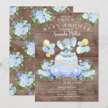 Rijden door Elephant Boys Baby shower Invitation