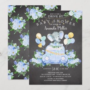 Rijden door Elephant Boys Baby shower Invitation Kaart