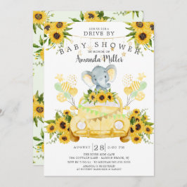 Rijden door Elephant Neutral Baby shower Invitatio Kaart