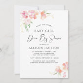 Rijden door Floral Pink Waterverf Baby Girl Shower Kaart (Voorkant)