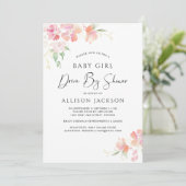 Rijden door Floral Pink Waterverf Baby Girl Shower Kaart (Staand voorkant)