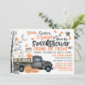 Rijden door Halloween Party Trunk of Treat Parade Kaart (Staand voorkant)