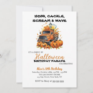 Rijden door Halloween Pumpkin Party Verjaardag Kaart