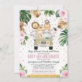 Rijden door het Baby shower van Girl Pink Floral S Kaart (Voorkant)