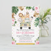 Rijden door het Baby shower van Girl Pink Floral S Kaart (Staand voorkant)