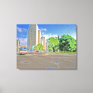 Rijden door Lincoln Avenue Canvas Afdruk