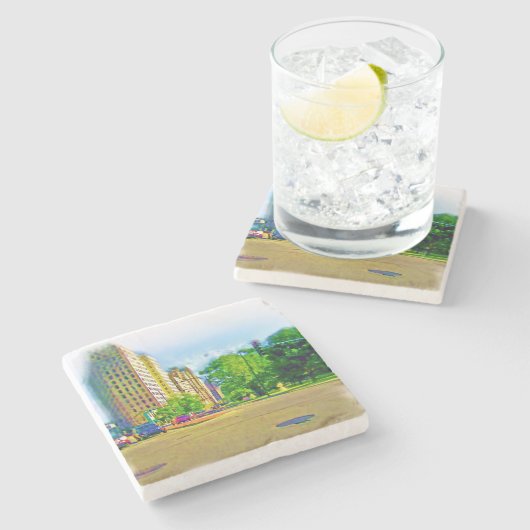 Rijden door Lincoln Avenue Stenen Onderzetter (Zijkant)