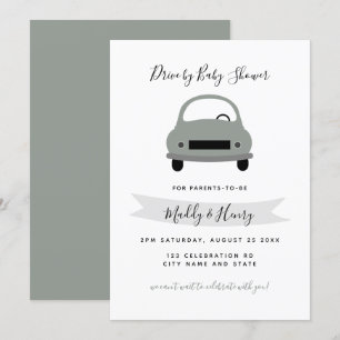 Rijden door neutraal baby shower groen grijs kaart