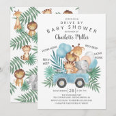 Rijden door Oerwoud Animals Boys Baby shower Kaart (Voorkant / Achterkant)