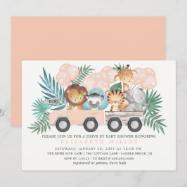 Rijden door Oerwoud Dieren Meisjes Baby shower Kaart