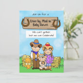 Rijden door of Mal in Cowboy Family Boy's Baby sho Kaart (Staand voorkant)